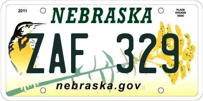 NE license plate ZAF329