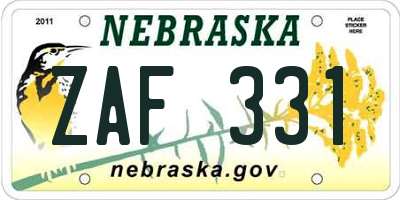 NE license plate ZAF331