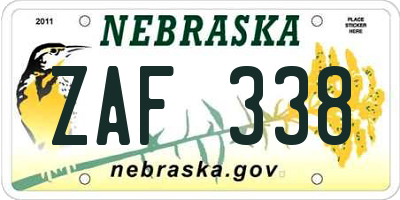 NE license plate ZAF338