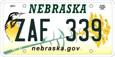 NE license plate ZAF339