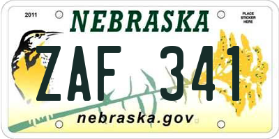 NE license plate ZAF341