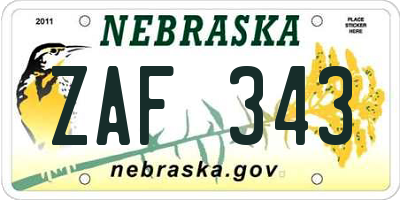 NE license plate ZAF343
