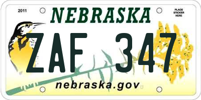 NE license plate ZAF347