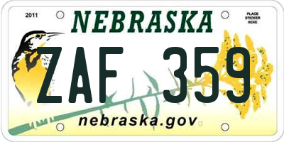 NE license plate ZAF359