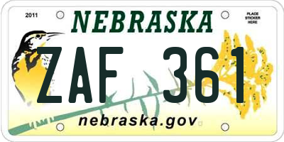 NE license plate ZAF361