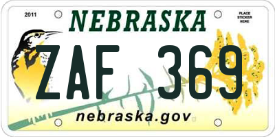 NE license plate ZAF369