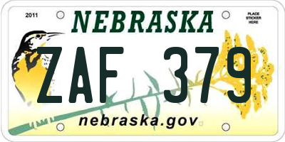 NE license plate ZAF379