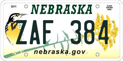 NE license plate ZAF384