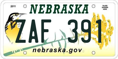 NE license plate ZAF391