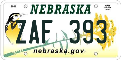 NE license plate ZAF393