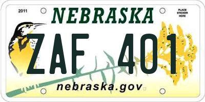 NE license plate ZAF401