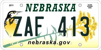 NE license plate ZAF413