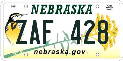 NE license plate ZAF428