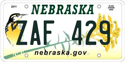 NE license plate ZAF429