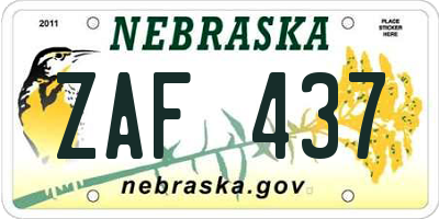 NE license plate ZAF437