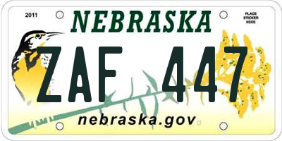 NE license plate ZAF447