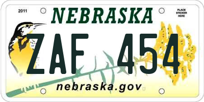 NE license plate ZAF454