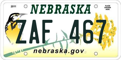 NE license plate ZAF467