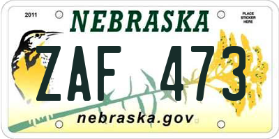 NE license plate ZAF473