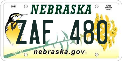 NE license plate ZAF480