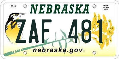 NE license plate ZAF481