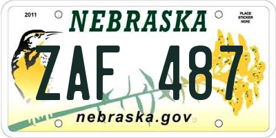 NE license plate ZAF487
