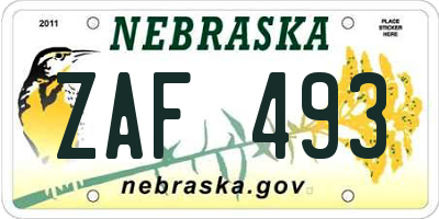NE license plate ZAF493
