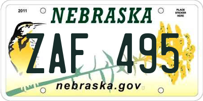 NE license plate ZAF495