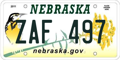 NE license plate ZAF497