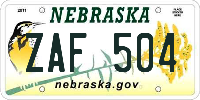 NE license plate ZAF504