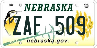 NE license plate ZAF509