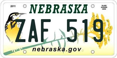 NE license plate ZAF519