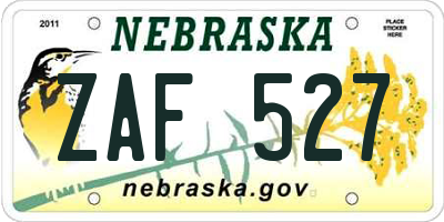 NE license plate ZAF527