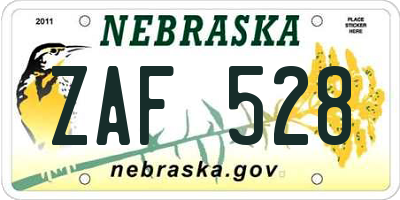 NE license plate ZAF528