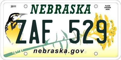 NE license plate ZAF529