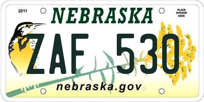 NE license plate ZAF530