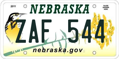 NE license plate ZAF544