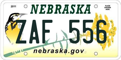 NE license plate ZAF556