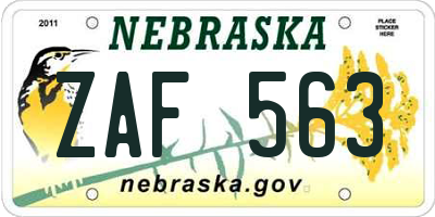 NE license plate ZAF563
