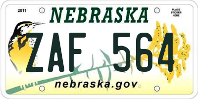 NE license plate ZAF564