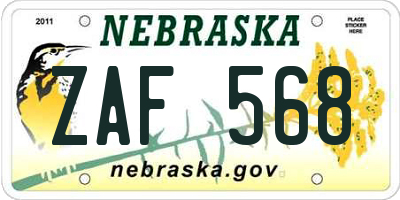 NE license plate ZAF568