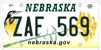 NE license plate ZAF569