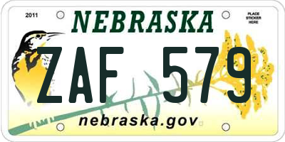 NE license plate ZAF579