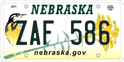 NE license plate ZAF586