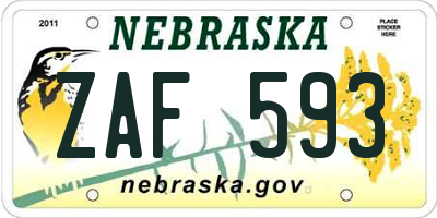 NE license plate ZAF593