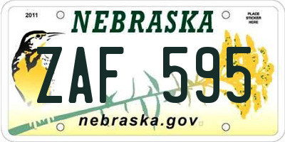 NE license plate ZAF595