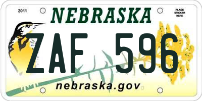 NE license plate ZAF596