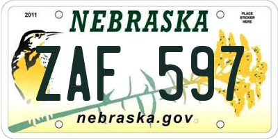 NE license plate ZAF597