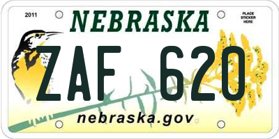 NE license plate ZAF620