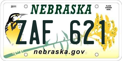 NE license plate ZAF621